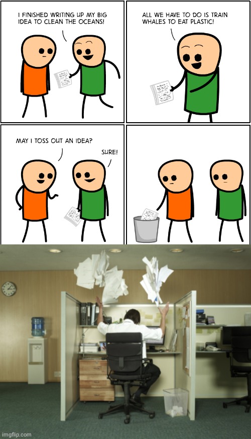 Tossing an idea | image tagged in toss papers in the air,cyanide and happiness,cyanide,comics/cartoons,comics,memes | made w/ Imgflip meme maker