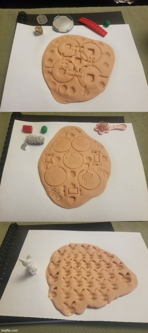 a school project about salt dough patterns/textures. do u like em? | image tagged in salt dough,yeahhhhhh i dunno,by the way how are yall | made w/ Imgflip meme maker