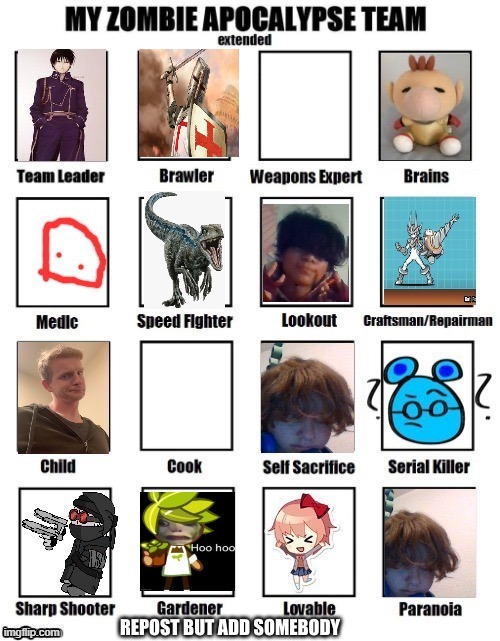 crusade i have added | image tagged in my zombie apocalypse team,crusader | made w/ Imgflip meme maker