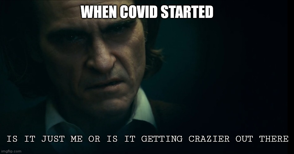 WHEN COVID STARTED; IS IT JUST ME OR IS IT GETTING CRAZIER OUT THERE | image tagged in meme,the joker | made w/ Imgflip meme maker