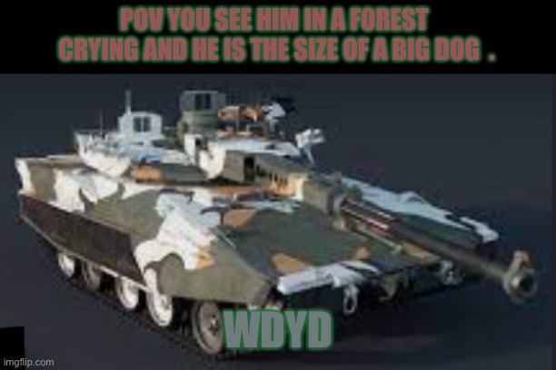 You’re choices affect you’re sitting with the war vehicles | POV YOU SEE HIM IN A FOREST  CRYING AND HE IS THE SIZE OF A BIG DOG  . WDYD | image tagged in lost | made w/ Imgflip meme maker