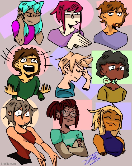 Drawing of all my Ocs back in 7th grade? | image tagged in drawing,drawings | made w/ Imgflip meme maker