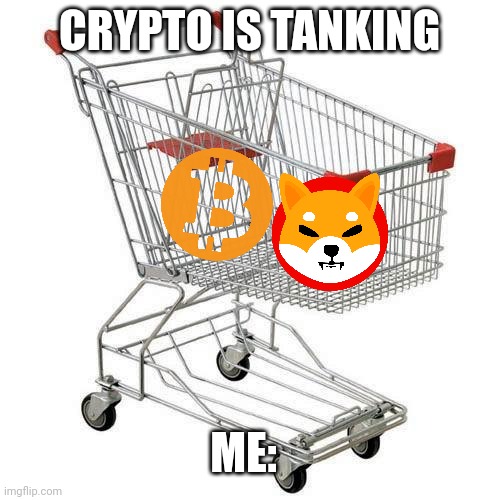 Crypto is tanking | CRYPTO IS TANKING; ME: | image tagged in shopping cart | made w/ Imgflip meme maker