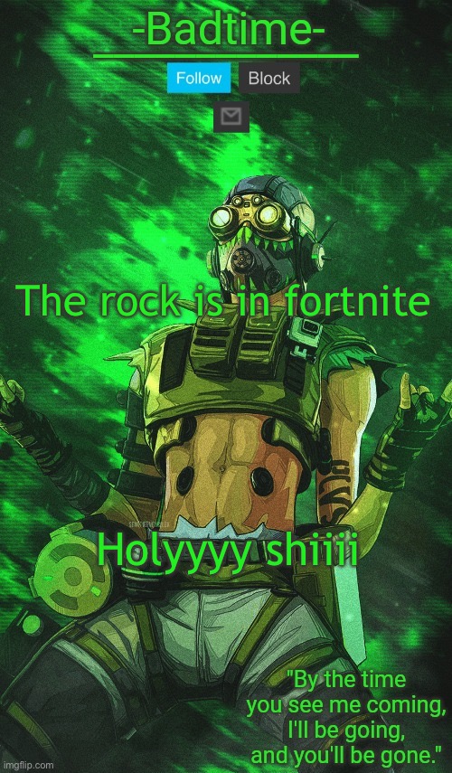 Hyped for chapter 3 and I got a new phone today | The rock is in fortnite; Holyyyy shiiii | image tagged in stim surge | made w/ Imgflip meme maker