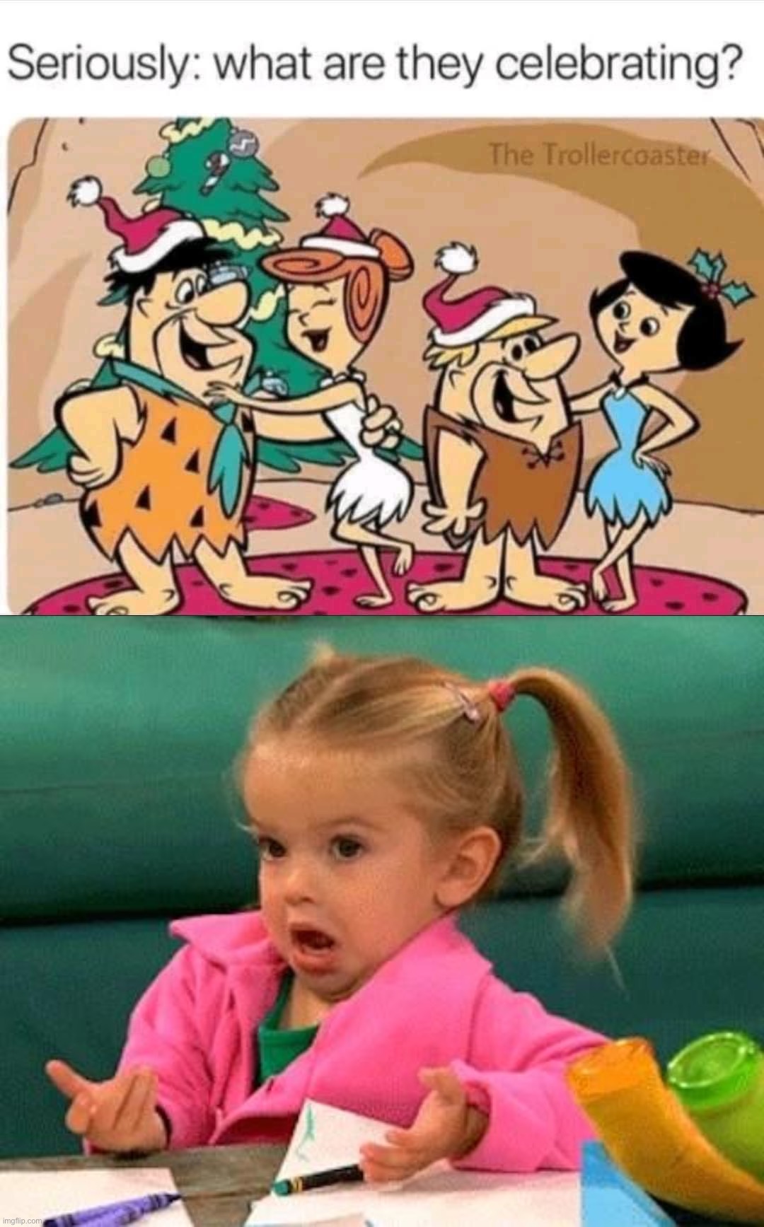 image tagged in flintstones christmas,i don't know good luck charlie | made w/ Imgflip meme maker