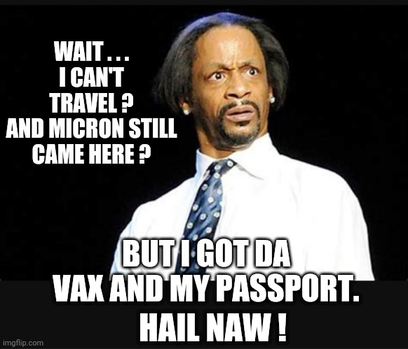 Wait . . . | WAIT . . .
I CAN'T TRAVEL ?

AND MICRON STILL CAME HERE ? BUT I GOT DA VAX AND MY PASSPORT. HAIL NAW ! | image tagged in vax,micron,passport,liberals,democrats,joe biden | made w/ Imgflip meme maker