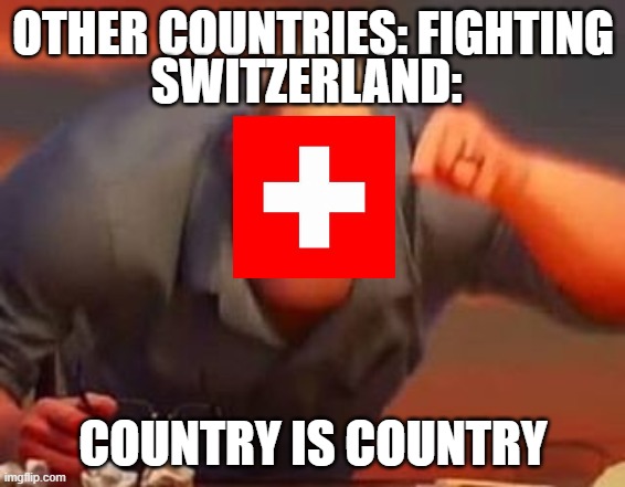 Mr incredible mad | OTHER COUNTRIES: FIGHTING; SWITZERLAND:; COUNTRY IS COUNTRY | image tagged in mr incredible mad,historical meme,history memes,switzerland,memes | made w/ Imgflip meme maker