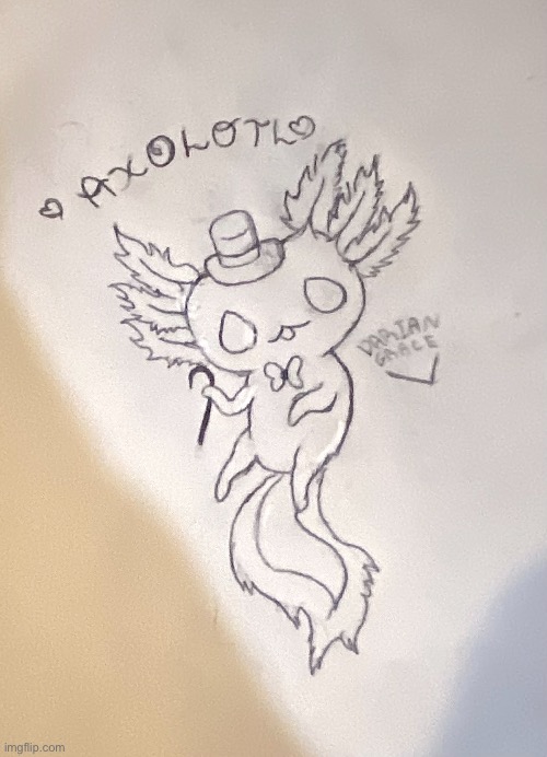 I tried :0 | image tagged in axolotl,drawing,cute,uwu | made w/ Imgflip meme maker