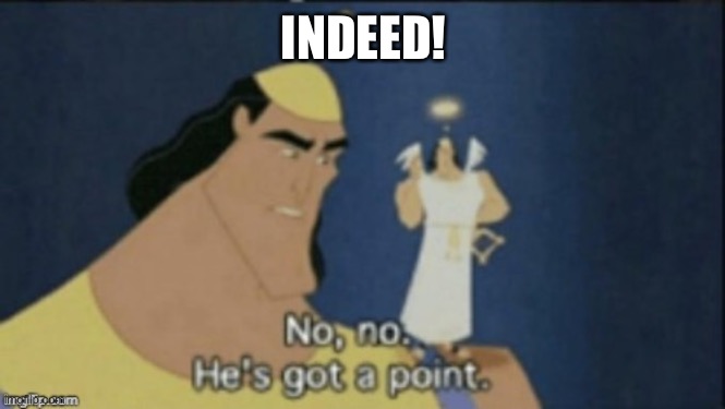 no no hes got a point | INDEED! | image tagged in no no hes got a point | made w/ Imgflip meme maker