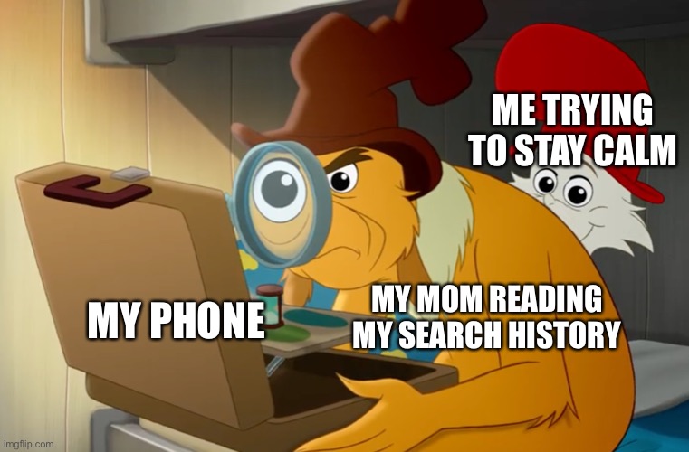 Green eggs and ham | ME TRYING TO STAY CALM; MY PHONE; MY MOM READING MY SEARCH HISTORY | image tagged in green eggs and ham | made w/ Imgflip meme maker