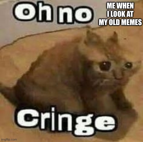 Looking at old memes | ME WHEN I LOOK AT MY OLD MEMES | image tagged in oh no cringe | made w/ Imgflip meme maker