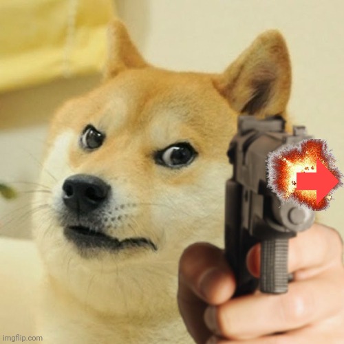 I'll shoot the downvote! | image tagged in doge holding a gun | made w/ Imgflip meme maker