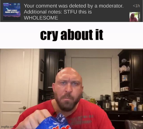 image tagged in cry about it | made w/ Imgflip meme maker