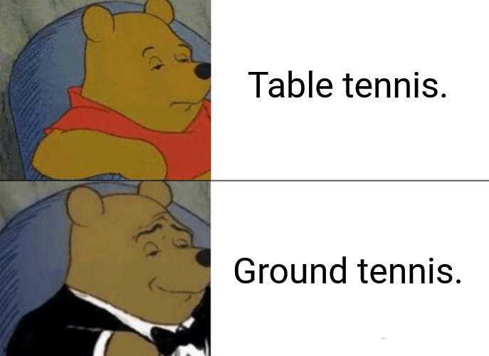 Tuxedo Winnie The Pooh | Table tennis. Ground tennis. | image tagged in memes,tuxedo winnie the pooh,wut | made w/ Imgflip meme maker