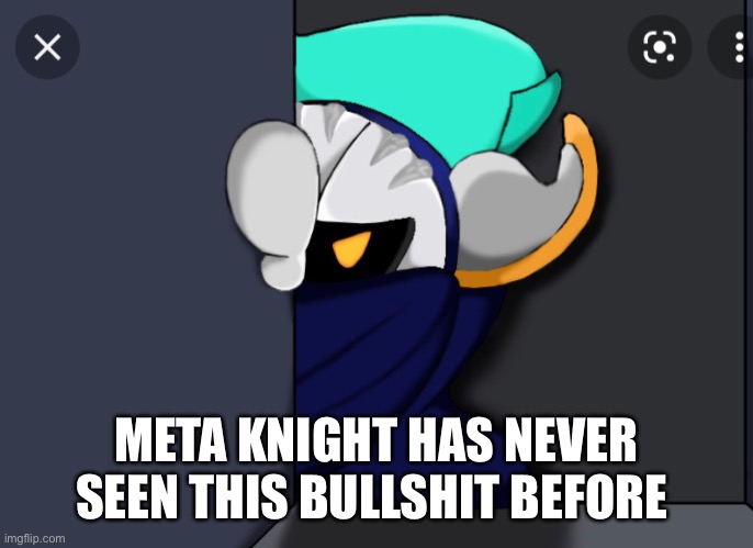 Meta Knight is not pleased | META KNIGHT HAS NEVER SEEN THIS BULLSHIT BEFORE | image tagged in meta knight is not pleased | made w/ Imgflip meme maker