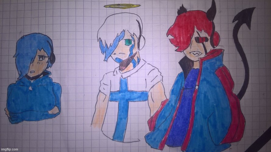 for Poke | image tagged in the 3 alt of poke demon girl and angel | made w/ Imgflip meme maker