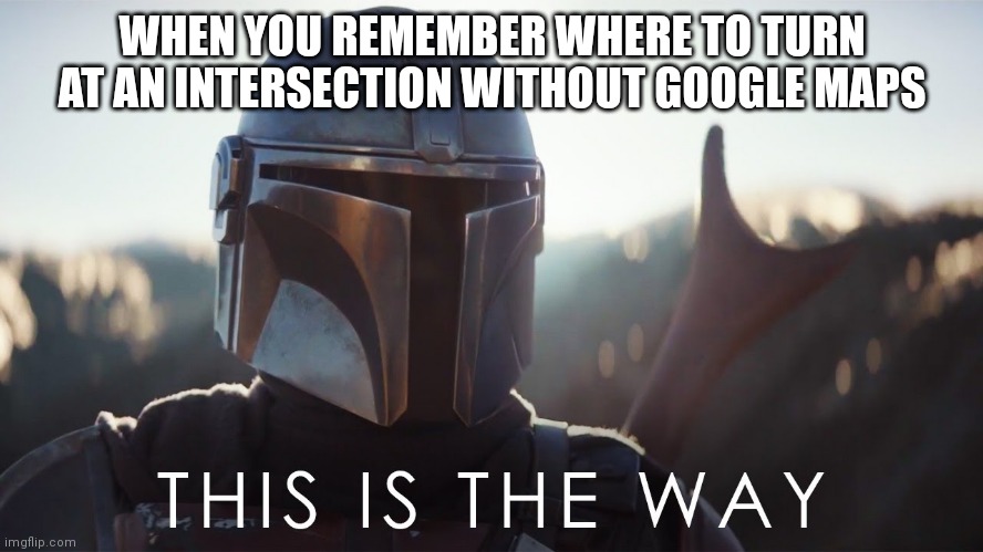 No google maps bro | WHEN YOU REMEMBER WHERE TO TURN AT AN INTERSECTION WITHOUT GOOGLE MAPS | image tagged in this is the way | made w/ Imgflip meme maker