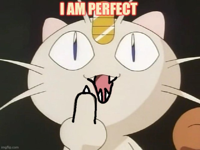 Meowth thinks he's best pokemon | I AM PERFECT | image tagged in meowth middle claw,meowth,pokemon,nintendo | made w/ Imgflip meme maker