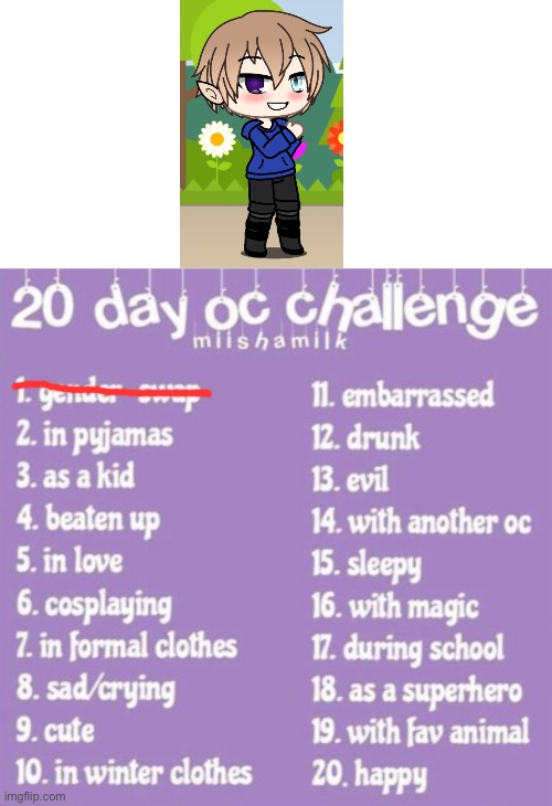 I started it | image tagged in oc challenge | made w/ Imgflip meme maker