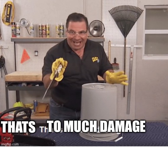 That's Mean | THATS; TO MUCH DAMAGE | image tagged in thats a lot of damage | made w/ Imgflip meme maker