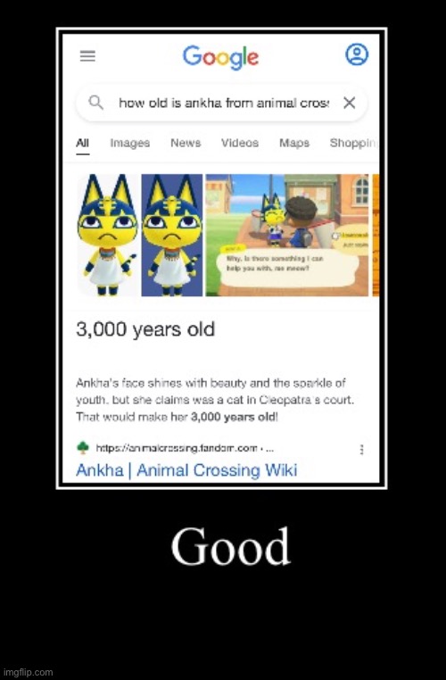 Good | image tagged in ankha,animal crossing,demotivationals | made w/ Imgflip meme maker