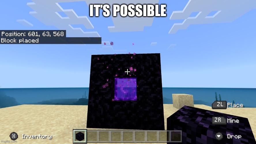 Impossible | IT’S POSSIBLE | image tagged in minecraft,cursed image | made w/ Imgflip meme maker