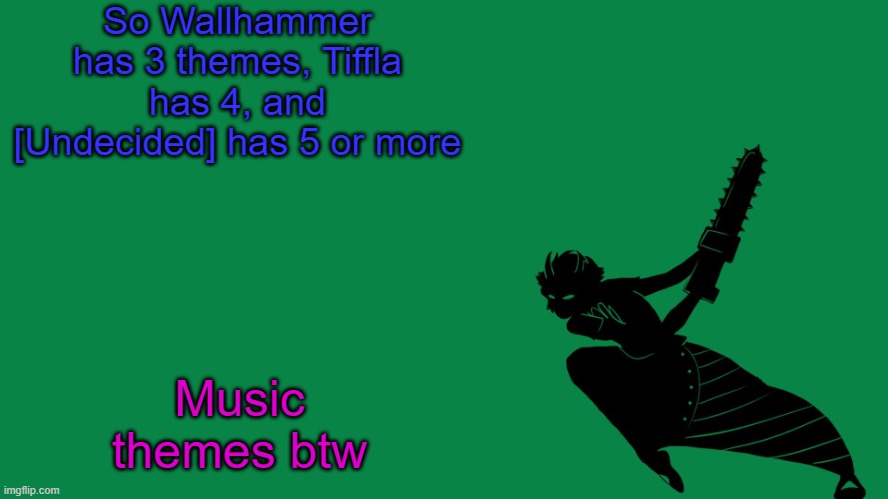 I made sure all of them are bangers | So Wallhammer has 3 themes, Tiffla has 4, and [Undecided] has 5 or more; Music themes btw | image tagged in homestuck | made w/ Imgflip meme maker