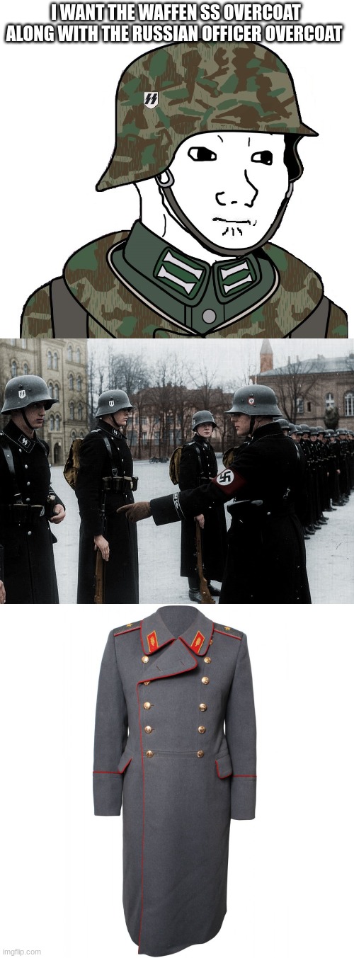 i want it | I WANT THE WAFFEN SS OVERCOAT ALONG WITH THE RUSSIAN OFFICER OVERCOAT | made w/ Imgflip meme maker