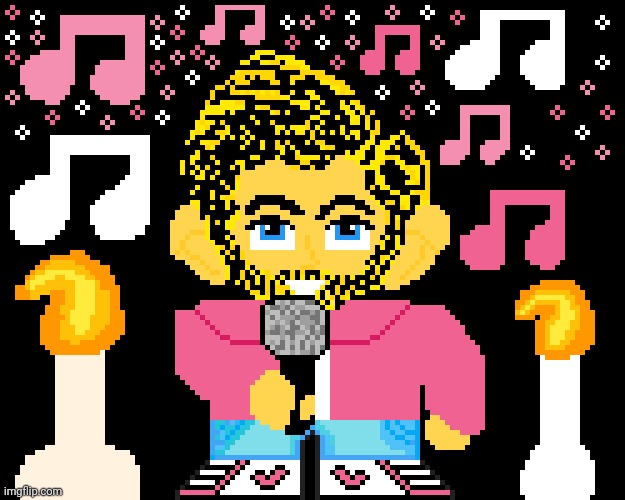 Made-up pixel artwork of Cam Tim on the mic | image tagged in drawings,drawing,artwork,microphone,pixel,art | made w/ Imgflip meme maker