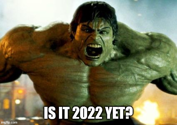 hulk | IS IT 2022 YET? | image tagged in hulk | made w/ Imgflip meme maker