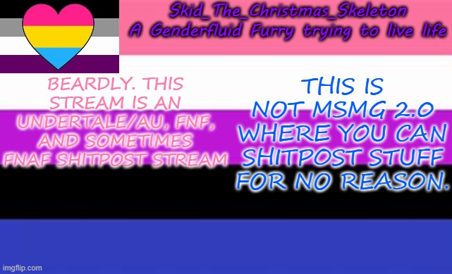 It's pissing me off.. | BEARDLY. THIS STREAM IS AN UNDERTALE/AU, FNF, AND SOMETIMES FNAF SHITPOST STREAM; THIS IS NOT MSMG 2.0 WHERE YOU CAN SHITPOST STUFF FOR NO REASON. | image tagged in skid's lgbtq temp | made w/ Imgflip meme maker