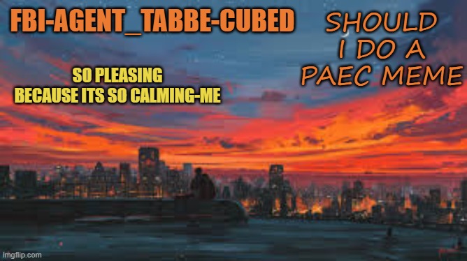 parental advisory. explicit content. | SHOULD I DO A PAEC MEME | image tagged in my sunset temp p | made w/ Imgflip meme maker