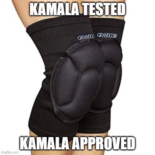 kamala knee pads | KAMALA TESTED; KAMALA APPROVED | image tagged in kamala knee pads | made w/ Imgflip meme maker