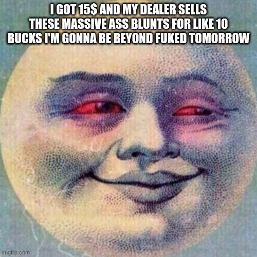 hope i dont get caught | I GOT 15$ AND MY DEALER SELLS THESE MASSIVE ASS BLUNTS FOR LIKE 10 BUCKS I'M GONNA BE BEYOND FUKED TOMORROW | made w/ Imgflip meme maker