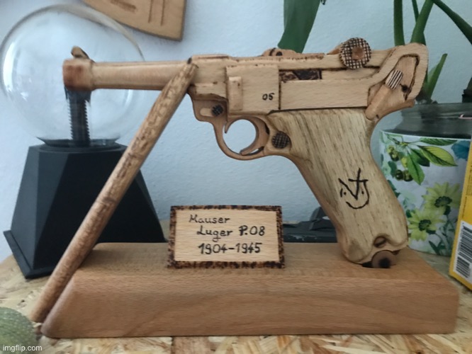 l ü g e r | image tagged in wood luger | made w/ Imgflip meme maker