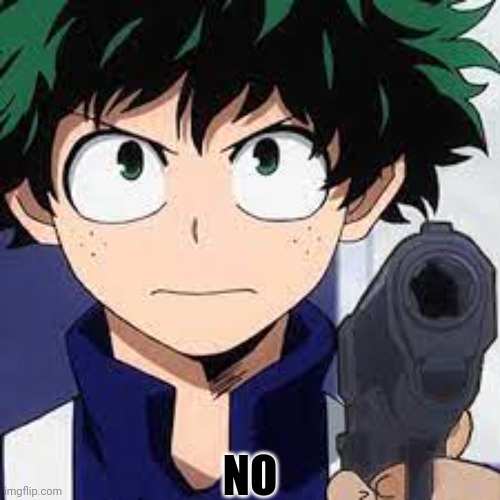 Deku with a gun | NO | image tagged in deku with a gun | made w/ Imgflip meme maker