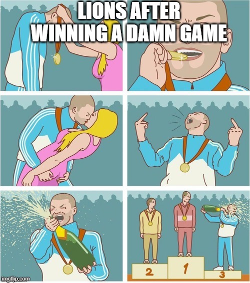 Detroit lions | LIONS AFTER WINNING A DAMN GAME | image tagged in bronze medal | made w/ Imgflip meme maker