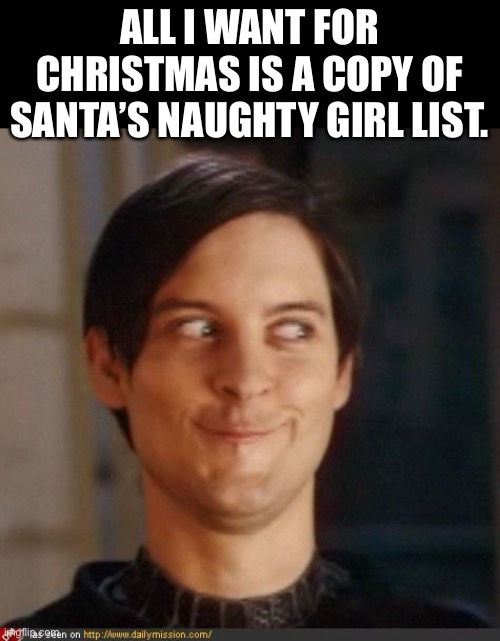 Naughty | ALL I WANT FOR CHRISTMAS IS A COPY OF SANTA’S NAUGHTY GIRL LIST. | image tagged in that look you give your friend | made w/ Imgflip meme maker
