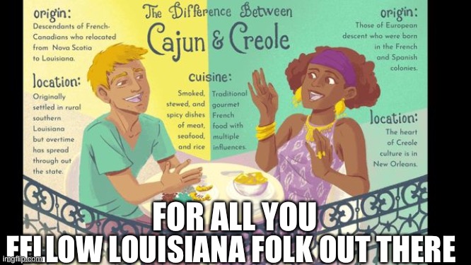 Cajuns n Creoles | FOR ALL YOU; FELLOW LOUISIANA FOLK OUT THERE | image tagged in fun | made w/ Imgflip meme maker