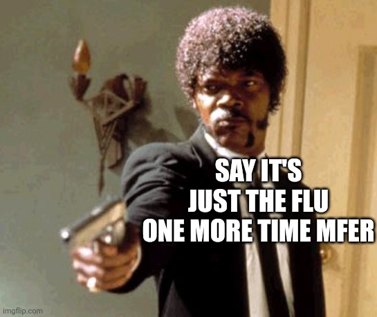 Say That Again I Dare You | SAY IT'S JUST THE FLU ONE MORE TIME MFER | image tagged in memes,say that again i dare you | made w/ Imgflip meme maker
