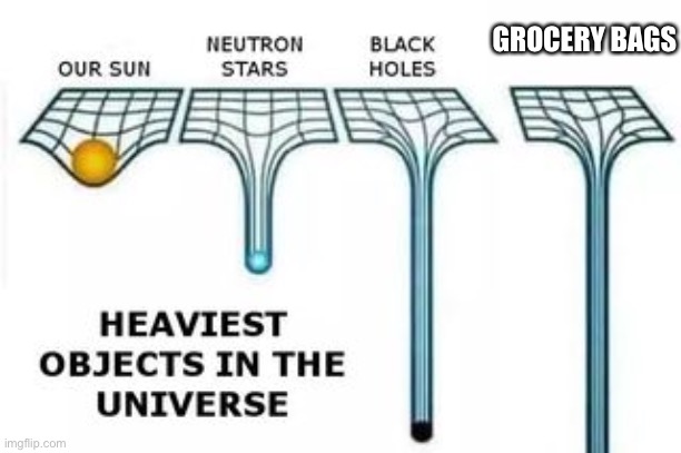 heaviest objects | GROCERY BAGS | image tagged in heaviest objects | made w/ Imgflip meme maker