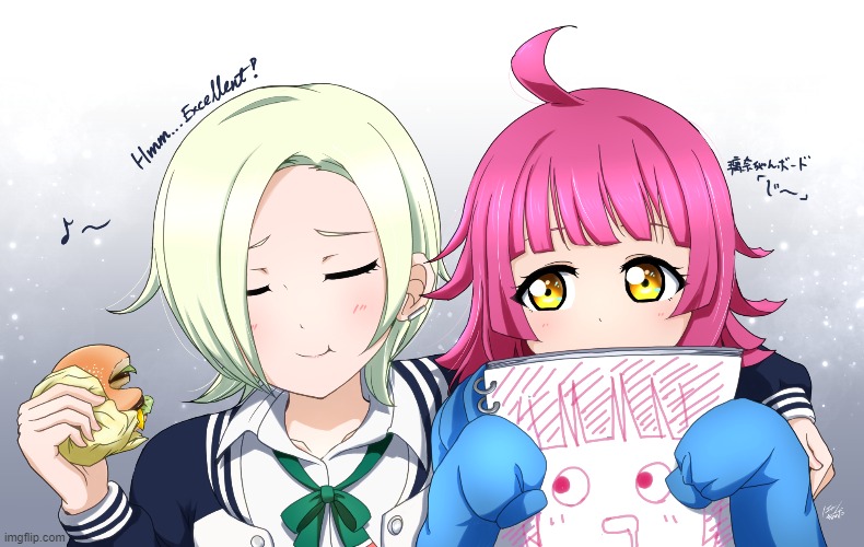 Rina (Xen's) and Mia (Mine) | image tagged in love live,best friends | made w/ Imgflip meme maker