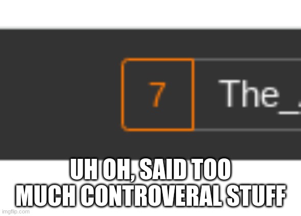 Uh-Oh | UH OH, SAID TOO MUCH CONTROVERSIAL STUFF | image tagged in 7,uh oh | made w/ Imgflip meme maker