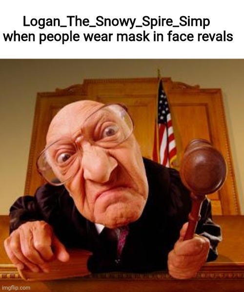 Mean Judge | Logan_The_Snowy_Spire_Simp  when people wear mask in face revals | image tagged in mean judge | made w/ Imgflip meme maker