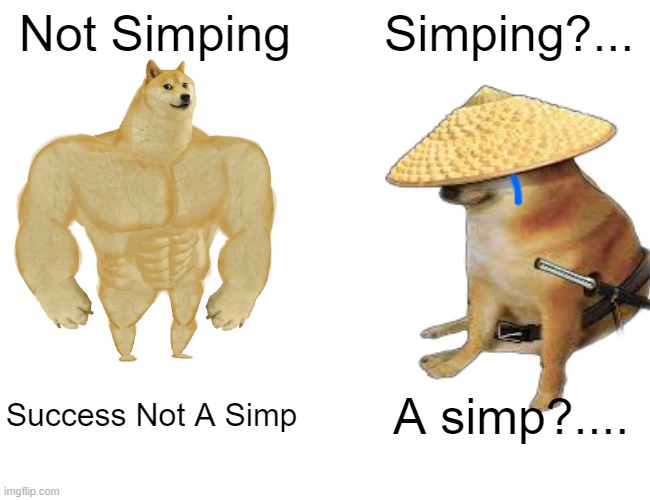 ? . . . . ? | Not Simping; Simping?... Success Not A Simp; A simp?.... | image tagged in memes | made w/ Imgflip meme maker
