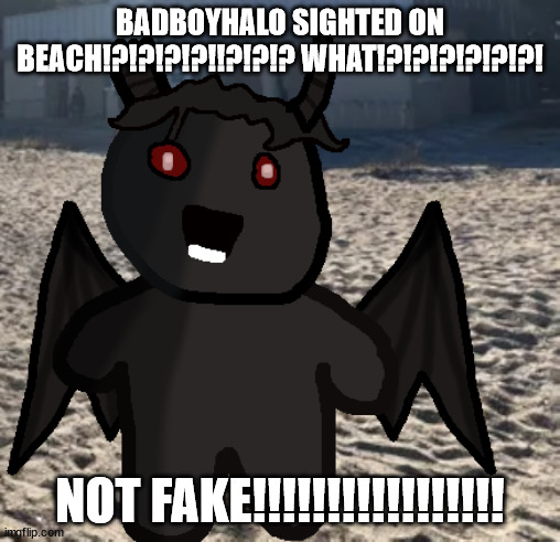 WGAT?!?!!?!?!?!?!?!?! BADBOHALO!?!?!?!?! | BADBOYHALO SIGHTED ON BEACH!?!?!?!?!!?!?!? WHAT!?!?!?!?!?!?! NOT FAKE!!!!!!!!!!!!!!!!! | image tagged in dream smp,dream,dream team,badboyhalo,bad boy | made w/ Imgflip meme maker