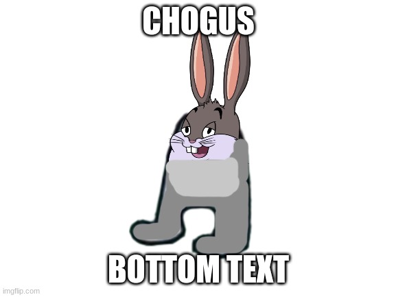 C H O G U S | CHOGUS; BOTTOM TEXT | image tagged in amogus,big chungus,crossover,chogus | made w/ Imgflip meme maker