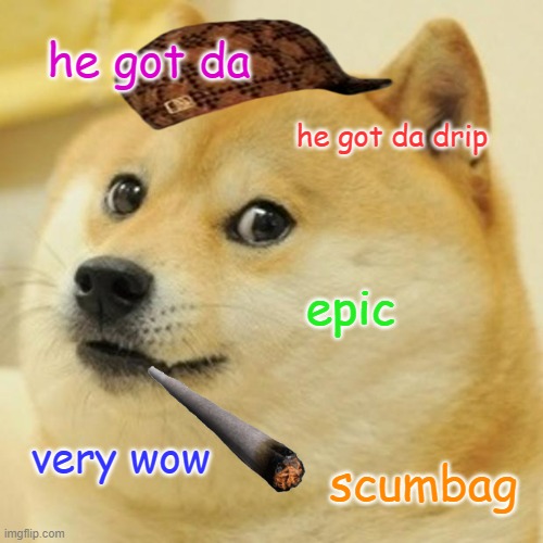 Doge Meme | he got da; he got da drip; epic; very wow; scumbag | image tagged in memes,doge | made w/ Imgflip meme maker