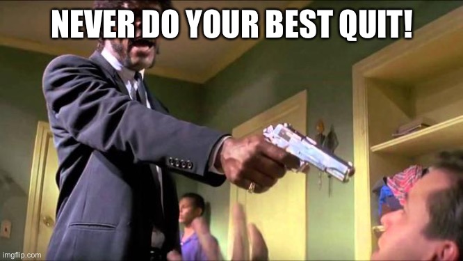 Say what again | NEVER DO YOUR BEST QUIT! | image tagged in say what again | made w/ Imgflip meme maker