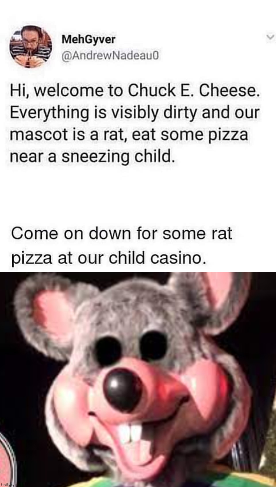 image tagged in chuck e cheese reality,creepy chuck e cheese animatronic | made w/ Imgflip meme maker